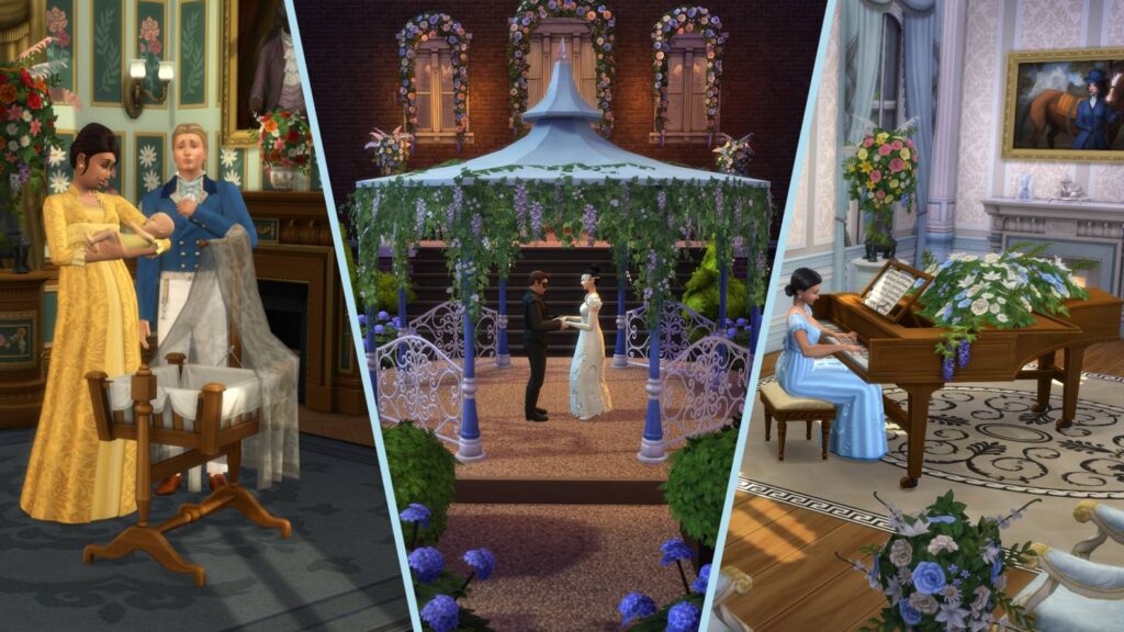 Người chơi The Sims 4 có thể trải nghiệm những bộ trang phục lấy cảm hứng từ Bridgerton cùng các sự kiện dạ hội xa hoa trong DLC mới.