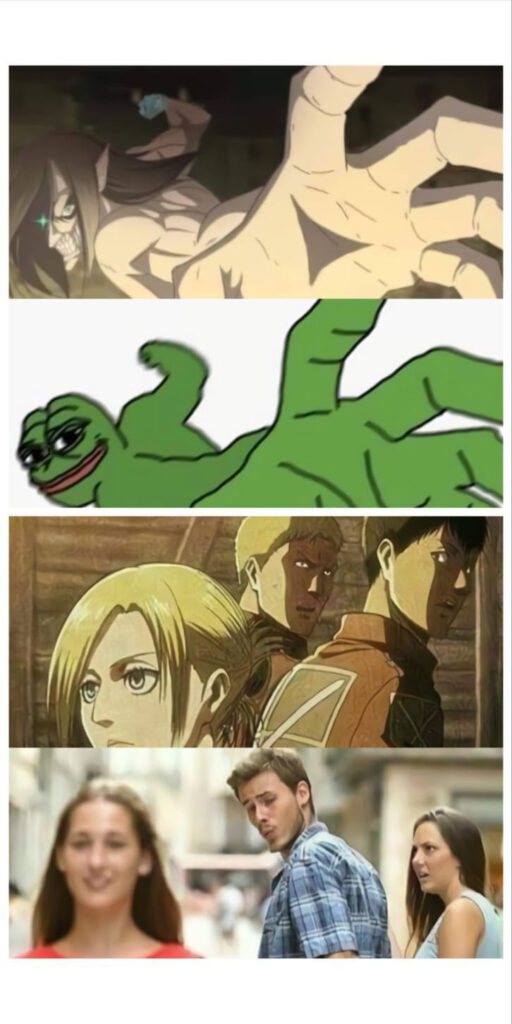 Ảnh Attack On Titan meme hài hước với những biểu cảm độc đáo từ anime
