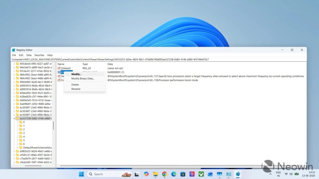 Cách mở khóa thiết lập CPU ẩn trên Windows 11 thông qua Registry