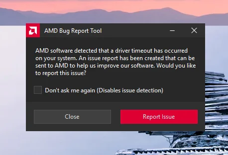 DirectX Dump Files thông báo lỗi xuất hiện khi cài đặt trình điều khiển Radeon.
