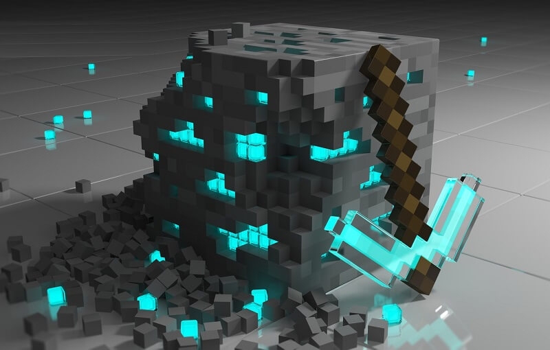 Dụng cụ chuẩn bị tìm kim cương minecraft.